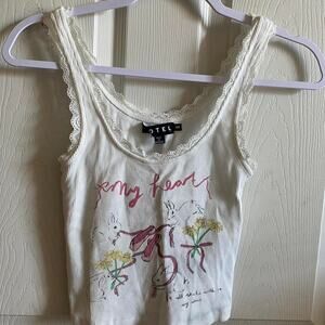 Motel graphic lace tank excellent